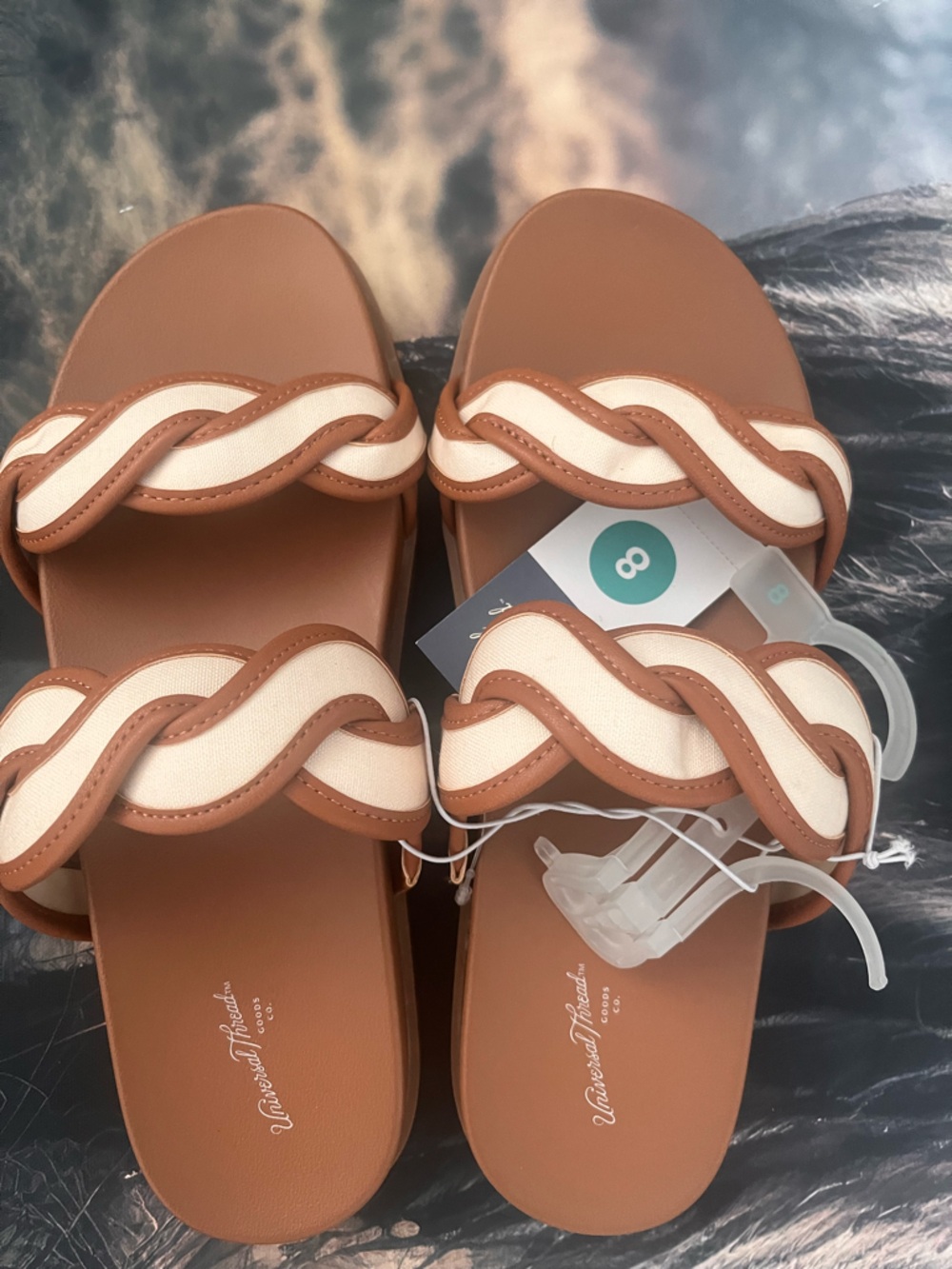 Universal Thread Tan and Cream Braided Sandals